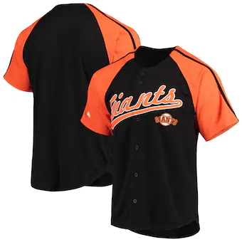 mens stitches black san francisco giants button down raglan